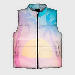 Мужской жилет Градиентовый летний пейзаж, цвет: 3D-светло-серый