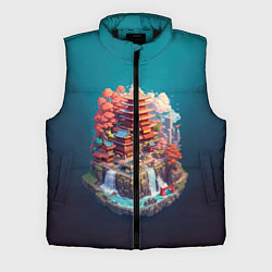 Мужской жилет Японский пейзаж а изометрии, цвет: 3D-черный