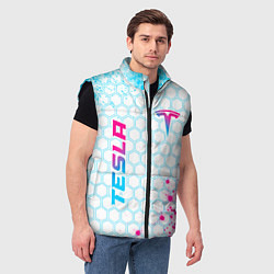 Мужской жилет Tesla neon gradient style: надпись, символ, цвет: 3D-черный — фото 2