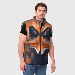 Мужской жилет Нарисованная огненная лиса, цвет: 3D-светло-серый — фото 2