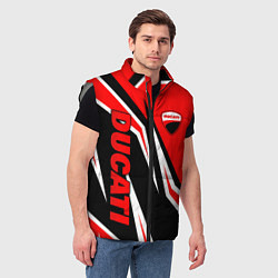 Мужской жилет Ducati- red stripes, цвет: 3D-светло-серый — фото 2