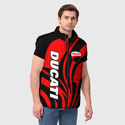 Мужской жилет Ducati - red stripes, цвет: 3D-черный — фото 2