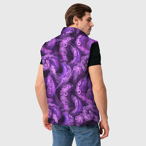 Мужской жилет Фиолетовые щупальца и дым / 3D-Черный – фото 4