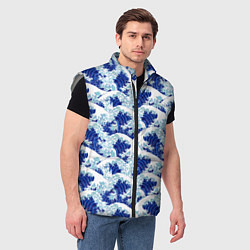 Мужской жилет Кацусика Хокусай паттерн, цвет: 3D-светло-серый — фото 2