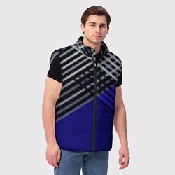 Мужской жилет Белые и серые полосы на синем фоне, цвет: 3D-светло-серый — фото 2
