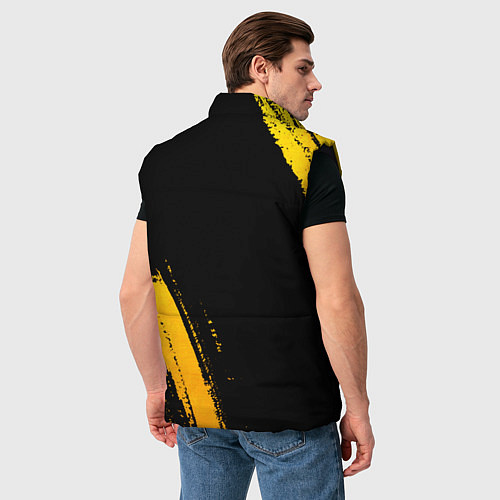 Мужской жилет Cyberpunk 2077 - gold gradient: надпись, символ / 3D-Черный – фото 4