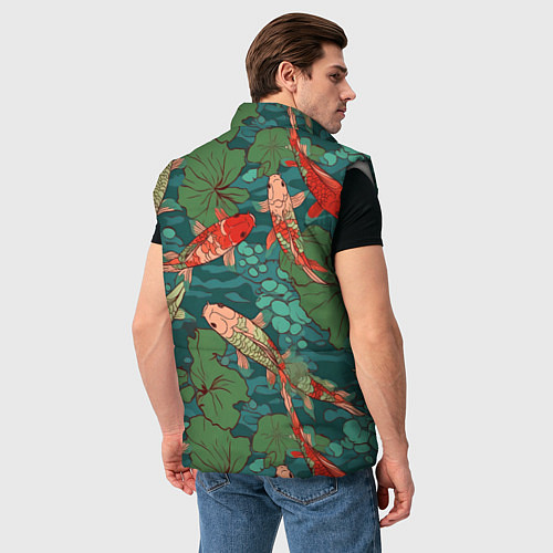 Мужской жилет Паттерн карпы кои / 3D-Светло-серый – фото 4