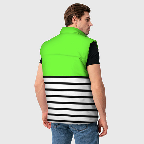 Мужской жилет Полосатый ярко-салатовый / 3D-Черный – фото 4