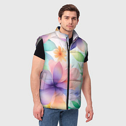 Мужской жилет Акварельные цветы - нейросеть, цвет: 3D-светло-серый — фото 2