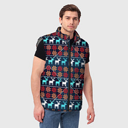 Мужской жилет Новогодние олени и снежинки узор, цвет: 3D-светло-серый — фото 2