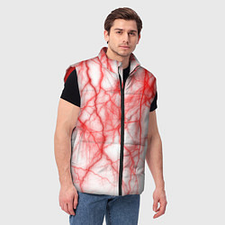 Мужской жилет Белый фон и красные молнии, цвет: 3D-красный — фото 2