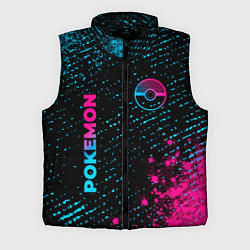 Мужской жилет Pokemon - neon gradient: надпись, символ, цвет: 3D-черный