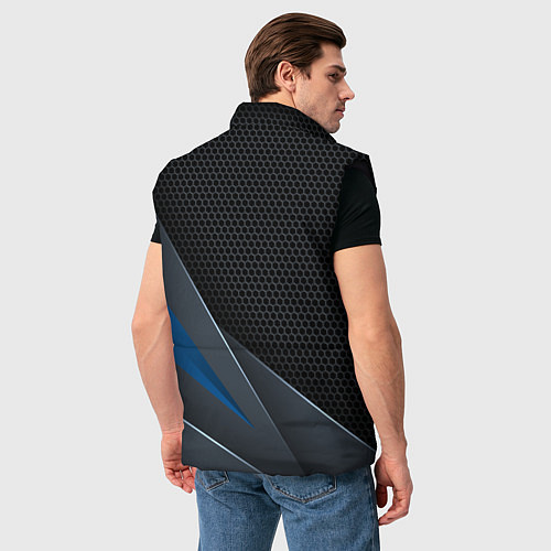 Мужской жилет Фольцваген - синяя броня / 3D-Черный – фото 4