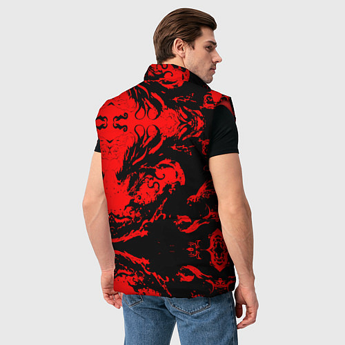 Мужской жилет Черный дракон на красном небе / 3D-Красный – фото 4