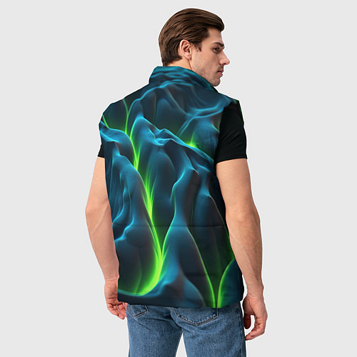 Мужской жилет Зеленая кислотная текстура с плитами / 3D-Черный – фото 4