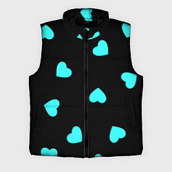 Мужской жилет С голубыми сердечками на черном, цвет: 3D-черный
