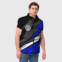 Мужской жилет Volkswagen - Синяя абстракция, цвет: 3D-черный — фото 2