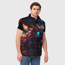Мужской жилет Дракончик и осень, цвет: 3D-красный — фото 2