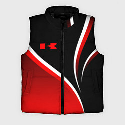 Мужской жилет Кавасаки - красные волны, цвет: 3D-черный