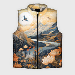 Мужской жилет Солнечное утро в цветущих горах, цвет: 3D-светло-серый