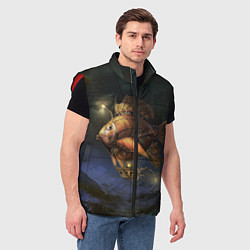 Мужской жилет Рыба-дирижабль в ночи, цвет: 3D-красный — фото 2