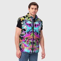 Мужской жилет Зеркальный паттерн из черепов - поп-арт, цвет: 3D-светло-серый — фото 2