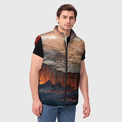 Мужской жилет Разлом земли и лавовой поверхности, цвет: 3D-красный — фото 2