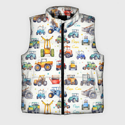 Мужской жилет Акварельные тракторы - детский паттерн, цвет: 3D-черный