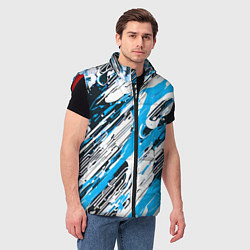 Мужской жилет Спонтанные брызги голубые, цвет: 3D-красный — фото 2