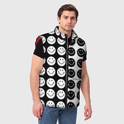 Мужской жилет Smiley black and white, цвет: 3D-красный — фото 2