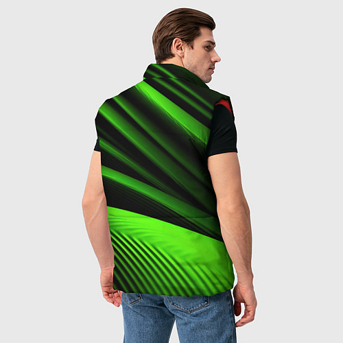 Мужской жилет Зеленый яркая текстура / 3D-Красный – фото 4