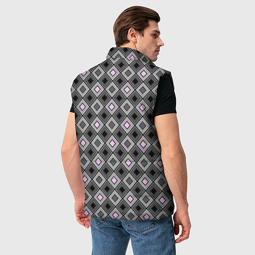 Мужской жилет Серо - розовый геометрический узор / 3D-Черный – фото 4