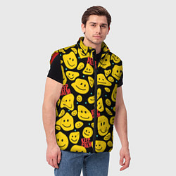 Мужской жилет Смайлик сохраняй спокойствие, цвет: 3D-красный — фото 2