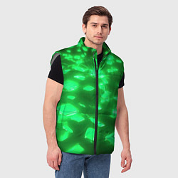 Мужской жилет Зеленые свечения, цвет: 3D-светло-серый — фото 2