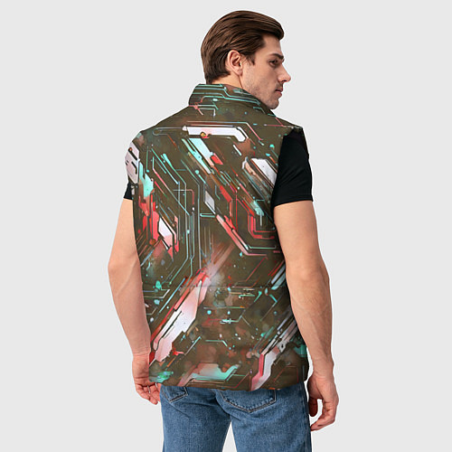 Мужской жилет Космические кибер схемы Красные / 3D-Черный – фото 4