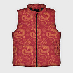 Мужской жилет Dragon red pattern, цвет: 3D-черный