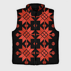 Мужской жилет Удмуртский - вертикаль black, цвет: 3D-красный