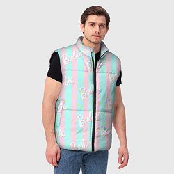 Мужской жилет Паттерн Барби на фоне костюма Кена в розово-голубу, цвет: 3D-черный — фото 2