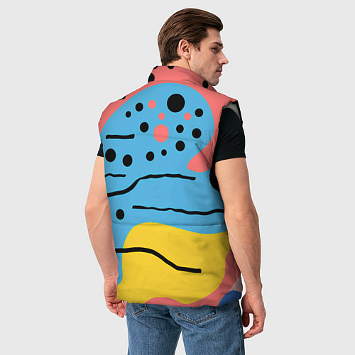 Мужской жилет Абстракция с черными пятнами на разноцветном фоне / 3D-Светло-серый – фото 4