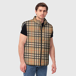 Мужской жилет Клетка коричневая, цвет: 3D-светло-серый — фото 2