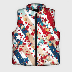 Мужской жилет Новогодние линии красный синий, цвет: 3D-светло-серый