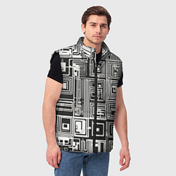 Мужской жилет Белые полосы на чёрном фоне, цвет: 3D-черный — фото 2