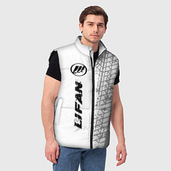Мужской жилет Lifan speed на светлом фоне со следами шин: по-вер, цвет: 3D-черный — фото 2
