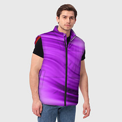 Мужской жилет Розово фиолетовый абстрактный узор волны, цвет: 3D-красный — фото 2