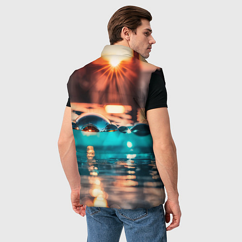 Мужской жилет Поверхность воды на закате макро / 3D-Черный – фото 4