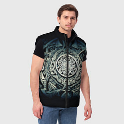 Мужской жилет Орнамент и руны скандинавских викингов, цвет: 3D-черный — фото 2