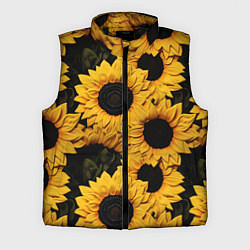 Мужской жилет Подсолнухи объемными мазками от нейросети, цвет: 3D-черный