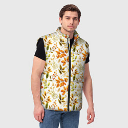 Мужской жилет Осенние листья и желуди, цвет: 3D-черный — фото 2