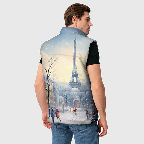 Мужской жилет Новогодний Париж / 3D-Черный – фото 4