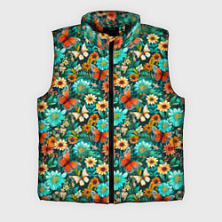 Мужской жилет Бабочки в цветах паттерн, цвет: 3D-черный